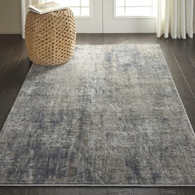 Rustic Grey and Beige Abstract Synthetic Area Rug 4' x 6'