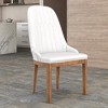 LeisureMod Modern Dining Chair Upholstered Leather with Rubberwood Legs Verisma Series - 3 of 4