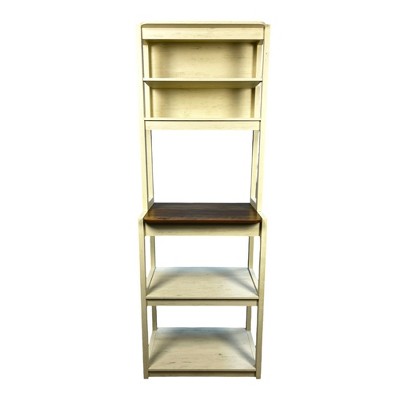 Chery Life 23.62" White and Brown 5-Tier Bakers Rack with Storage fits Coffee Bar, Kitchen Shelves, Microwave Stand
