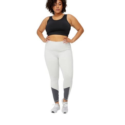 TomboyX Workout Leggings, 3/4 Capri Length High Waisted Active Yoga Pants  With Pockets For Women, Plus Size Inclusive Exercise, (XS-6X) Ice Cap XXXL
