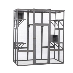 LAOTIES Extra Large Wooden Outdoor Cat Enclosure,Multi Level Catio with Roof,Walk-In Cat House for Multiple Cats - 1 of 4