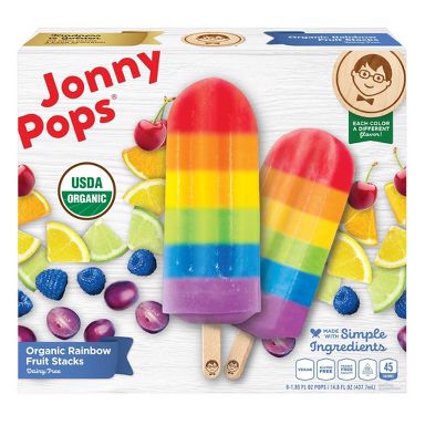 JonnyPops Organic Frozen Rainbow Fruit Stacks Water Pop - 14.8oz/8ct