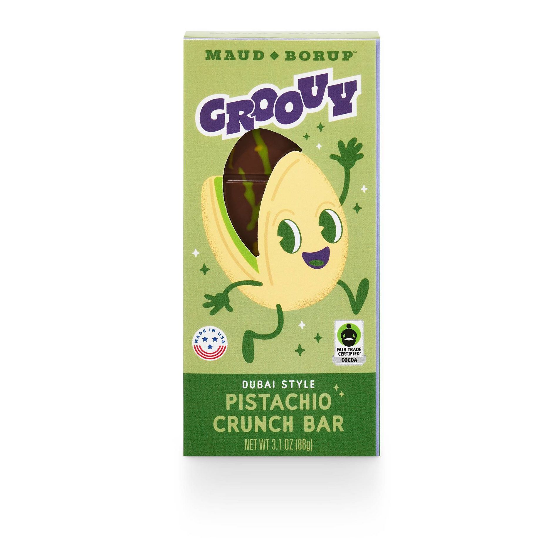 Maud Borup Milk Chocolate Pistachio Creme Candy Bar - 3.1oz