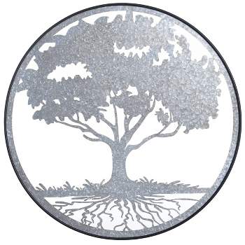 Zen Galvanized Metal Tree of Life Wall Art Silver - StyleCraft