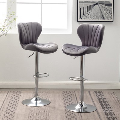 DOMETOUR Adjustable Swivel Barstools with Upholstered Set of 2
