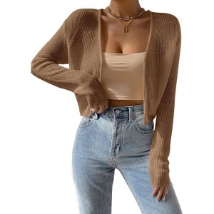 Cardigan Sweaters Open Front Long Sleeve Cardigans Lightweight Fall Bolero Shrugs - 1 of 4