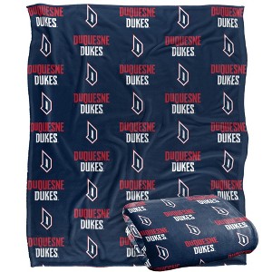 Duquesne University Logo Pattern Silky Touch Blanket White 50x60 - 1 of 4