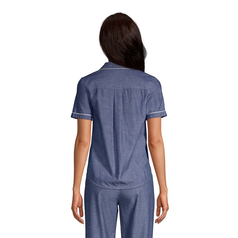 Lands' End Women's Short Sleeve Cotton Poplin Pajama Shirt, 2 of 6