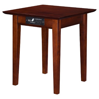 Shaker End Table with Charger - Walnut - Atlantic Furniture