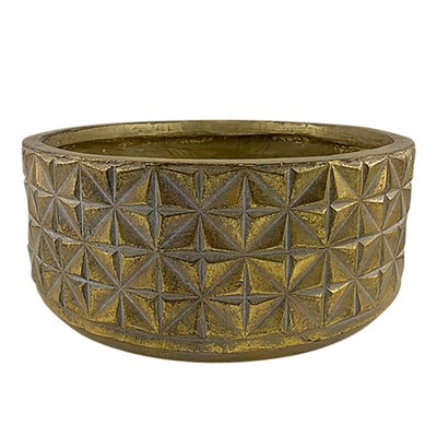 Sagebrook Home 10" Textured Resin Planter Gold