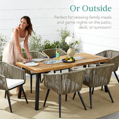 Rustic Acacia Wood 6-Person Dining Table with Metal Legs