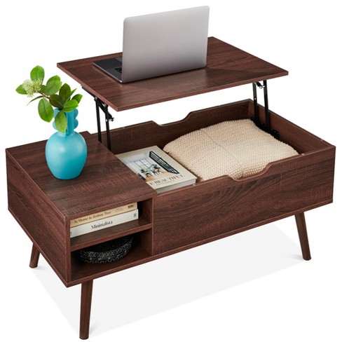 Costway Coffee Table Retro Mid-century Coffee Table W/storage Open Shelf  Living Room : Target