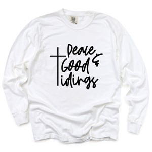 Simply Sage Market Good Tidings Cursive Garment Dyed Long Sleeve - 1 of 4