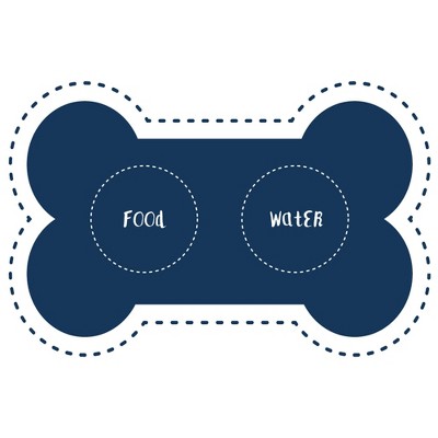 A&A Story Bone Food and Water Dog Feeding Mat - Navy