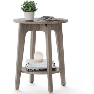 Side Table, Small Round End Table with Lower Shelf, Nightstand for Small Spaces, Living Room, Bedroom - 1 of 4