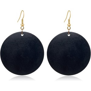 Natural Wood Teardrop & Circle Earrings with Stainless Steel Studs, Bohemian Retro Dangle Jewelry for Women - 1 of 4