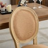 Lyngins French Style Dining Chairs (Set of 2), Linen Upholstered Armless Chair with Rattan Backrest, Solid Wood Kitchen Chairs & Living Room Chair - 4 of 4