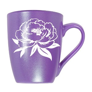 Elanze Designs Botanical Floral Nature Coffee Cup Mug 10 Ounce Ceramic With Shimmery Metallic Finish Elegant Minimalist Peony Flower Silhouette - 1 of 4