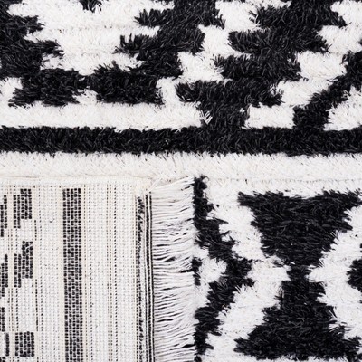 Augustine 6'4" Black/Ivory Synthetic Flat Woven Square Rug