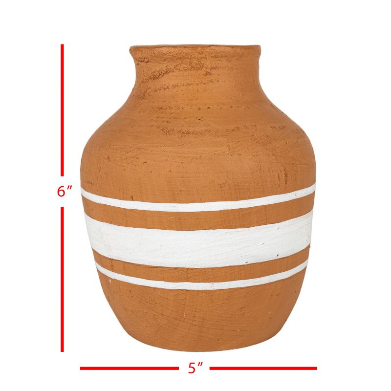 Multi White Stripe Terracotta Vase - Foreside Home & Garden, 5 of 6