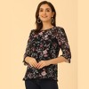 INSPIRE CHIC Women's Round Neck Ruffle 3/4 Sleeve Floral Print Chiffon Blouse - 2 of 4