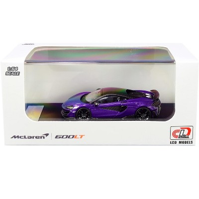 McLaren 600LT Purple Metallic with Carbon Top and Carbon Accents 1/64 Diecast Model Car by LCD Models