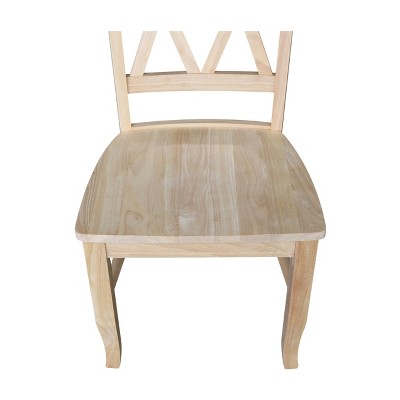 Elegant White Solid Wood High Cross-Back Side Chair, Set of 2