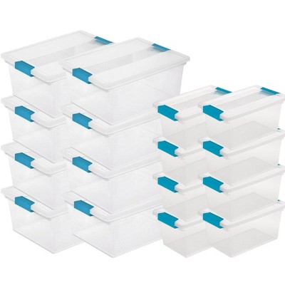 Sterilite Deep Clip Storage Box Container (8 Pack) + Medium Clip Box (8 Pack)