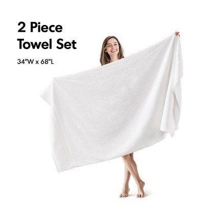 100% Cotton Solid Color Heavyweight Bath Towel Set, Anti-Microbial Certified Highly Absorbent Plushy Bath Towel