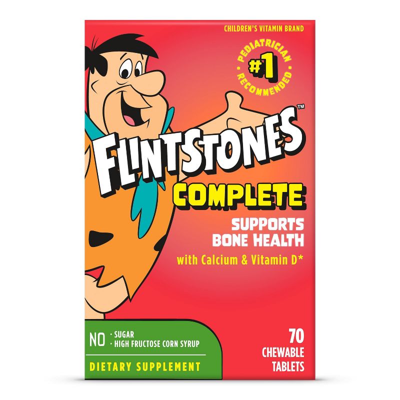 The Flintstones Kids&#39; Complete Multivitamin Chewable Tablets - Mixed Fruit - 70ct, 1 of 8