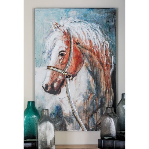 Traditional Canvas Horse Wall Art Brown Olivia May Animal themed Decor Farm Equine Painting Vertical Unframed Canvas Target