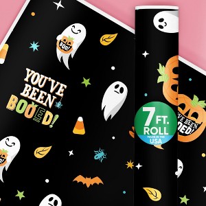 Big Dot of Happiness You've Been Booed Wrapping Paper, Holiday Gift Wrap Roll, Ghost Halloween Funny Gift Paper, 24 in x 7 feet, 1 Roll - 1 of 4