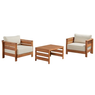 Alaterre Furniture 3pc Barton Outdoor Patio Weather Resistant Furniture Chairs & Coffee Table