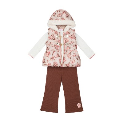 Little Lass Infant Girls' 3 Piece Puffer Vest Set