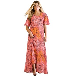 chinese dress ladies Plus Size Long Floral Dress Maxi R&M Richards 1118W main image 0
