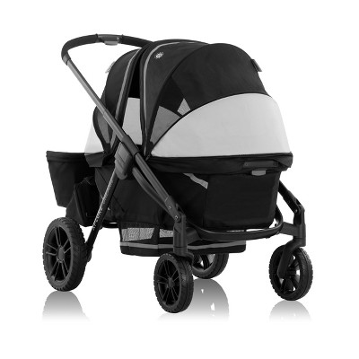 Jetsetter Black All-Terrain Stroller Wagon with Bassinet Insert