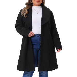 Agnes Orinda Women's Plus Size Notched Shawl-Collar Single-Breasted Overcoats - 1 of 4