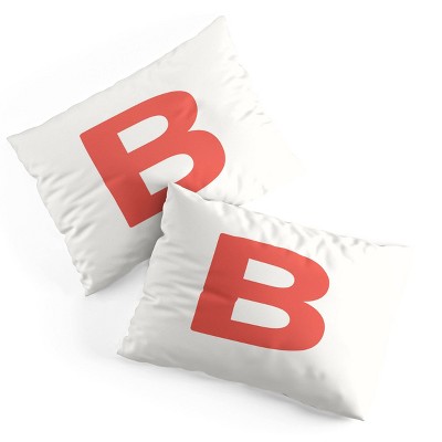 Deny Designs Standard April Lane Art Block Red Monogram B Microfiber Printed Pillow Sham