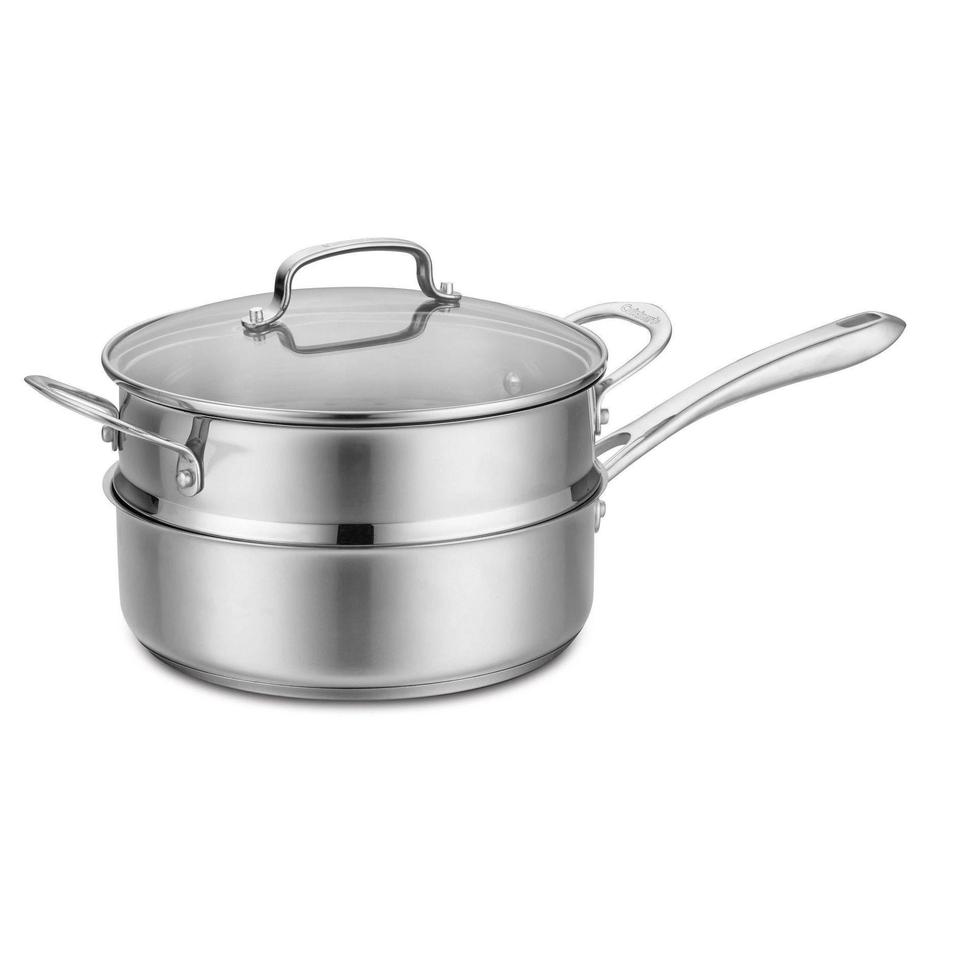 Cuisinart Classic 3.5qt Stainless Steel Saute & Steamer Set with Helper Handle and Cover - 83-3: Steamer Pot, Tempered Glass Lid