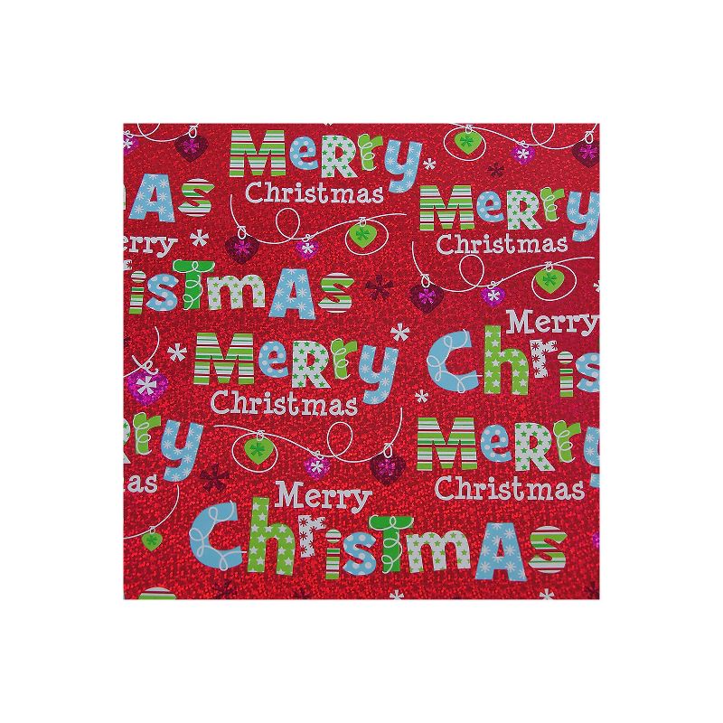 JAM Paper Assorted Gift Wrap Christmas Wrapping Paper 100 Sq. Ft Total Holographic Merry Christmas, 2 of 6