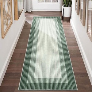 Low-Pile Washable Bordered Area Rug for Living Room Bedroom Dining Room, Non-Slip Stain Resistant Non-Shedding Carpet Geometric Floor Decor - 1 of 4