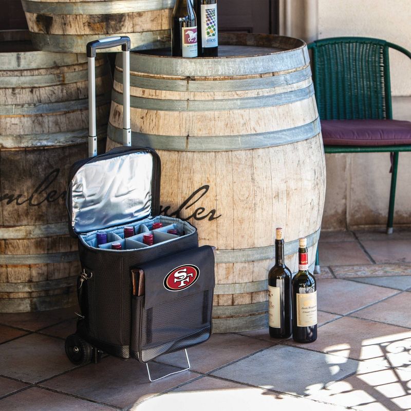 NFL San Francisco 49ers Cellar Six Bottle Wine Carrier and Cooler Tote with Trolley, 4 of 5