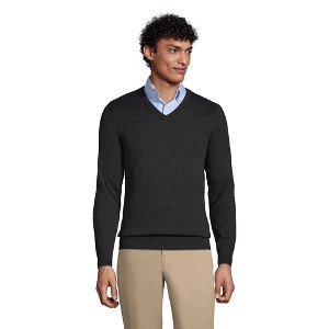 Lands' End School Uniform Men's Cotton Modal Fine Gauge V-neck Sweater - 1 of 3