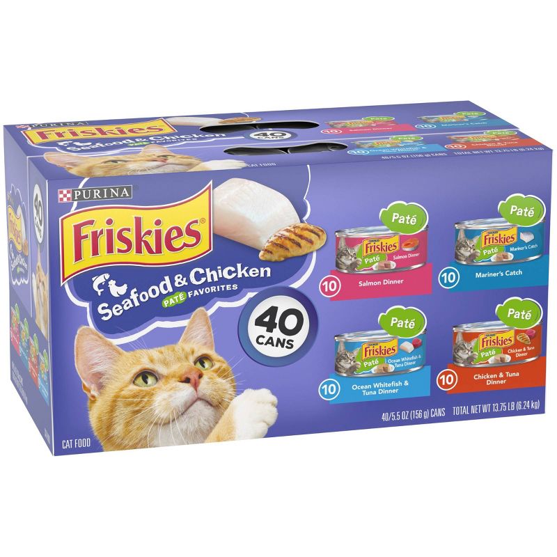 Purina Friskies Pat&#233; Tuna, Salmon, Fish &#38; Chicken Favorites Wet Cat Food - 5.5oz/40ct Variety Pack, 5 of 8