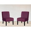 Velvet Mid-Century Modern Accent Chairs Set of 2 with Channel Tufting, Plush Seat and Solid Wood Legs - 3 of 4
