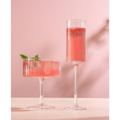 Elle 10oz Clear Fluted Coupe Martini Glasses Set