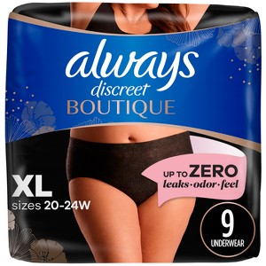 Always Discreet Boutique Black Maximum Underwear - XL - 1 of 4