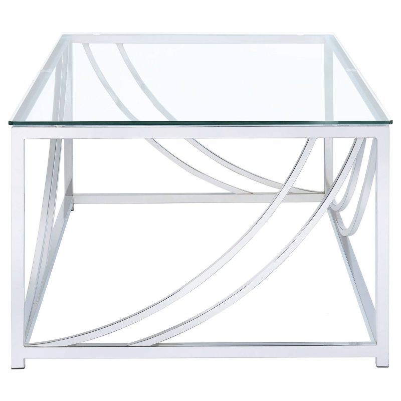 Lille Rectangular Coffee Table with Glass Top Chrome - Coaster, 5 of 6