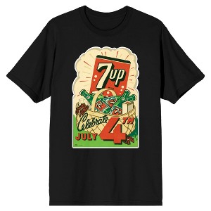 7UP Logo, Green Bottles in a Basket, Celebrate 4th JULY, Black Short Sleeve Adult T-Shirt - 1 of 4