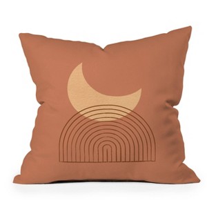 16"x16" Deny Designs Moonlight Mountain Square Outdoor Throw Pillow Orange: Abstract Design, Polyester Fill, Spot Clean - 1 of 4